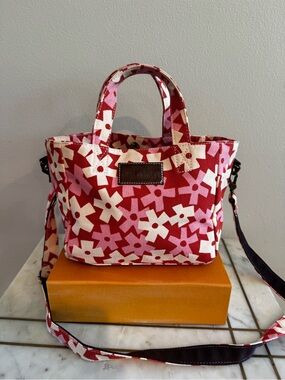 Maika Red and Pink Floral Mini Tote/Crossbody Bag